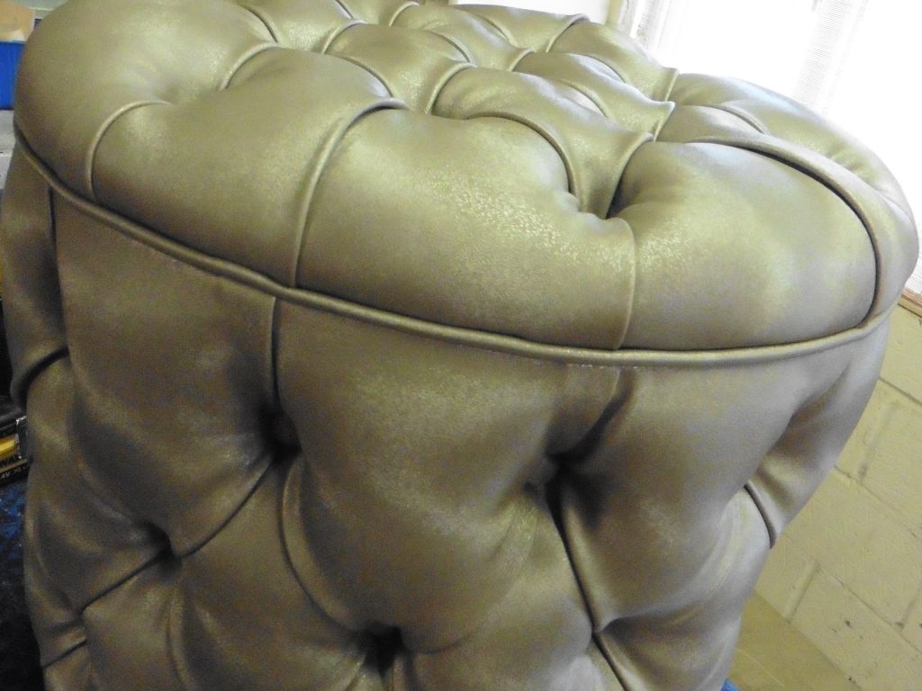 bespoke deep buttoned upholstered footstool, Hill Upholstery & Design