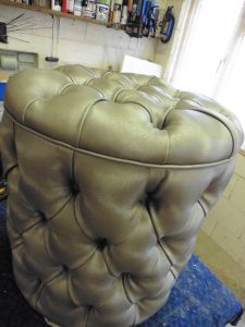 bespoke deep buttoned upholstered footstool, Hill Upholstery & Design