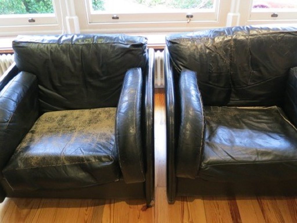 Leather sofa reupholstered