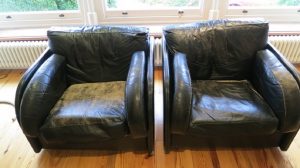 Leather sofa reupholstered