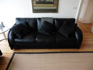 Leather sofa reupholstered