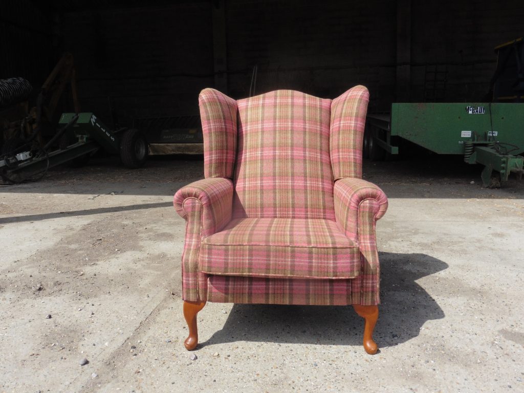 re-cover & redesign wingback chair- HIll Upholstery & Design, Essex Upholsterers