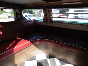 VW reupholstery back seats red leather hill upholstery
