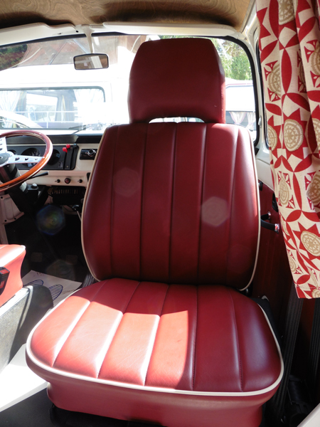 VW reupholstery seat red leather hill upholstery