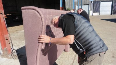 Deep buttoned upholstered headboard - Hill Upholstery & Design