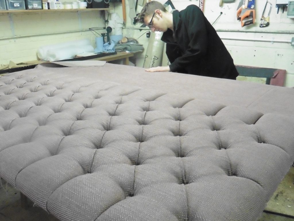 Deep buttoned upholstered headboard JAB upholstery fabric Shenfield Upholsterer Essex (43)