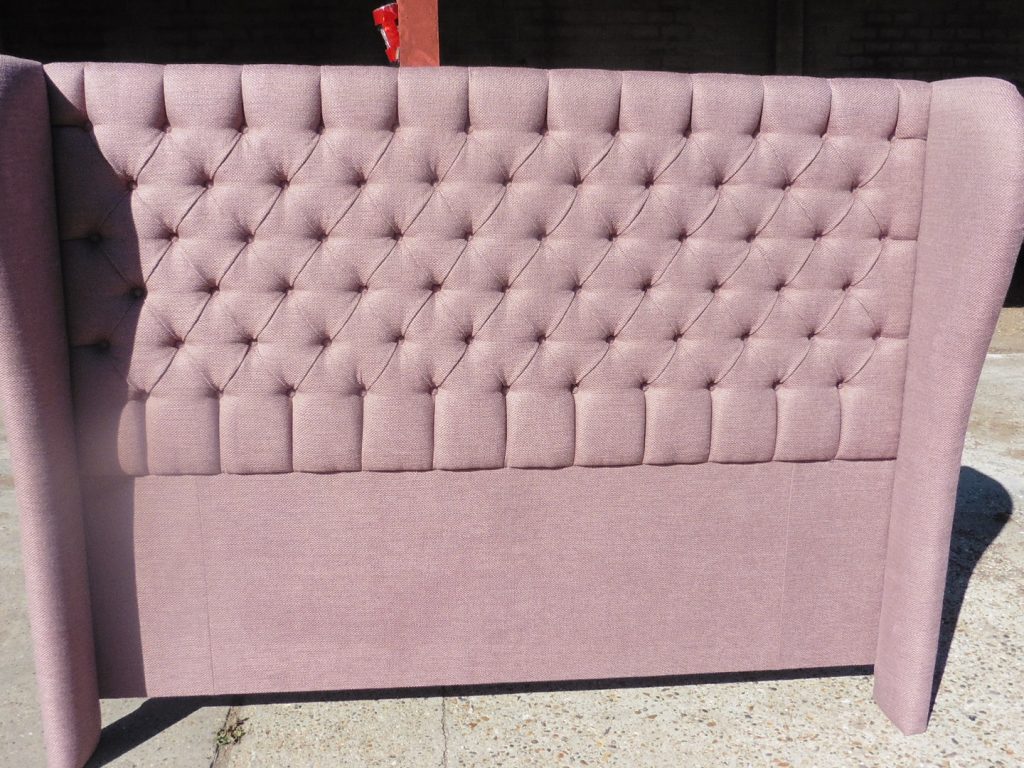 Deep buttoned upholstered headboard JAB upholstery fabric Shenfield Upholsterer Essex