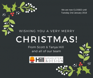 Merry Christmas Hill Upholstery & Design Essex London bespoke sofa dining chair upholstery theatre seating
