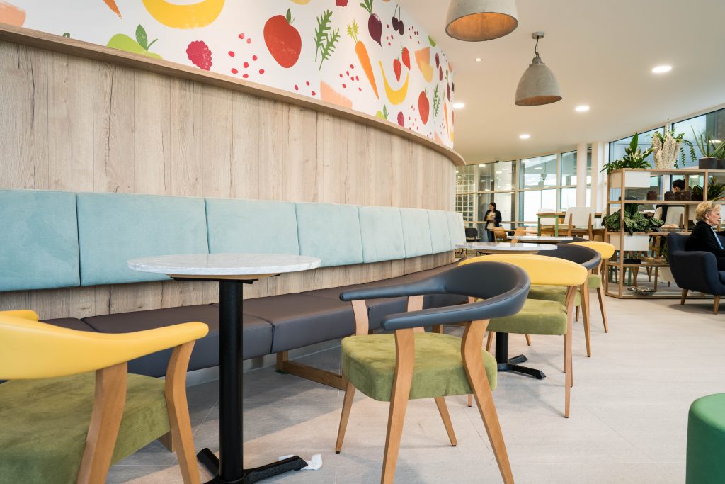 Upholstered bench seating, upholstered banquette, Hill Upholstery and