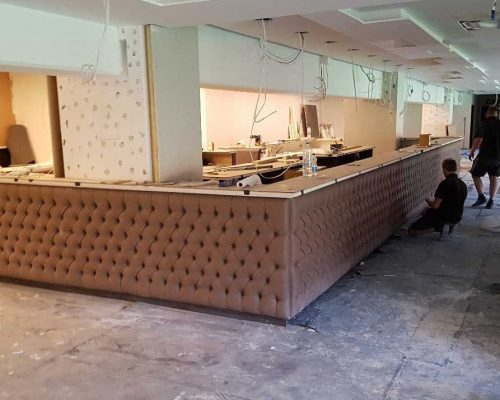 Bespoke upholstered bar Watford FC Hill Upholstery & Design Essex London