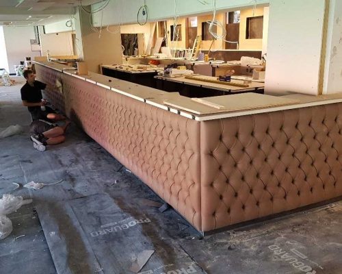 Bespoke upholstered bar Watford FC Hill Upholstery & Design Essex London