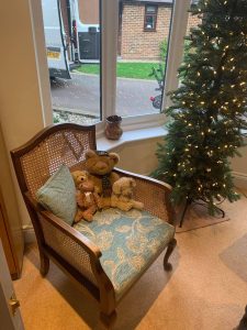 Reupholstered Bergere chair Ross Fabrics Essex