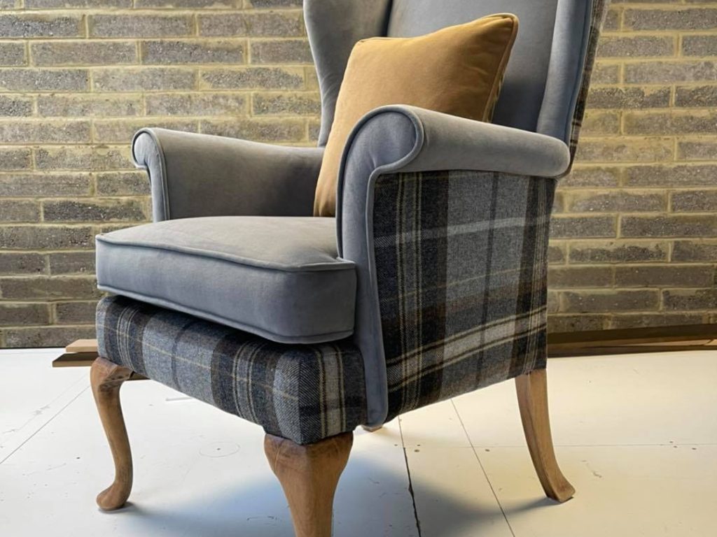 reupholstered chairs in contrasting fabrics Essex