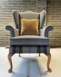 reupholstered chairs in contrasting fabrics Essex